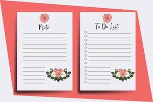 To do list Planner template Dahlia Flower Design vector