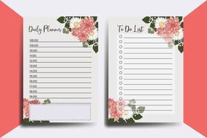 Planner To Do List Dahlia Flower Design Template vector