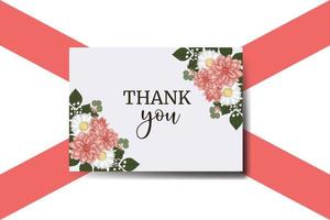 Thank you card Greeting Card Dahlia flower Design Template vector