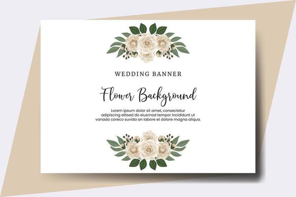 Wedding banner flower background, Digital watercolor hand drawn Camellia flower design Template