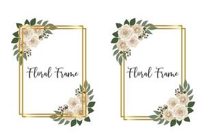 Floral Frame Camellia flower Design Template, Digital watercolor hand drawn vector