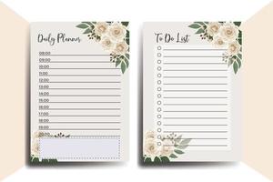 Planner To Do List Camellia Flower Design Template vector