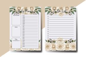 Planner To Do List Camellia Flower Design Template vector