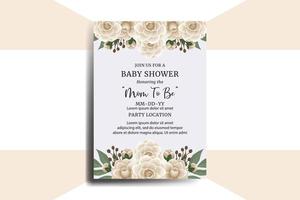 Baby Shower Greeting Card Camellia flower Design Template vector