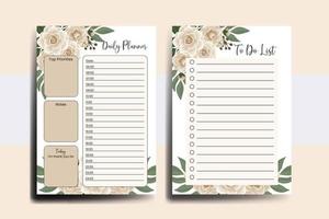 Planner To Do List Camellia Flower Design Template vector