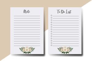 To do list Planner template Camellia flower Design vector