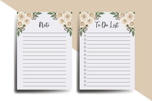 To do list Planner template Camellia flower Design vector