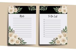 To do list Planner template Camellia flower Design vector