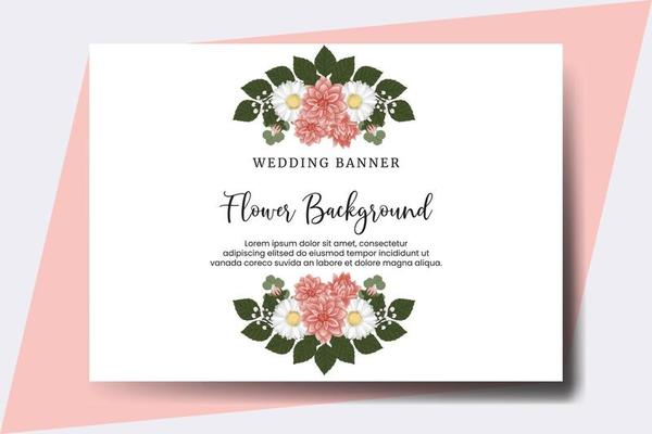 Wedding banner flower background, Digital watercolor hand drawn Dahlia Flower design Template