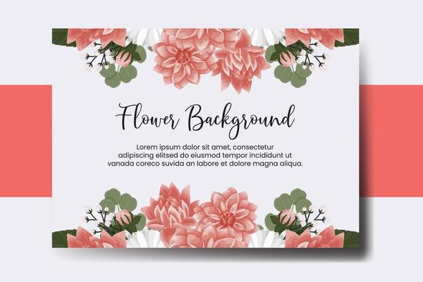 Wedding banner flower background, Digital watercolor hand drawn Dahlia Flower design Template