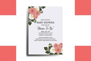 Baby Shower Greeting Card Dahlia Flower Design Template vector