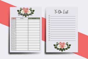 Planner To Do List Dahlia Flower Design Template vector