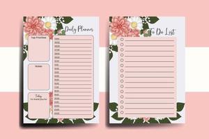 Planner To Do List Dahlia Flower Design Template vector