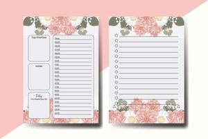 Planner To Do List Dahlia Flower Design Template vector