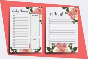 Planner To Do List Dahlia Flower Design Template vector