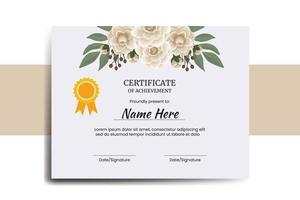 Certificate Template Camellia flower watercolor Digital hand drawn vector