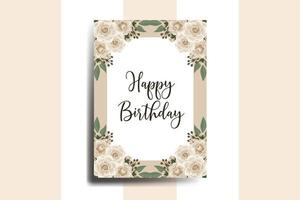 Greeting card birthday card Digital watercolor hand drawn Camellia Flower Design Template vector