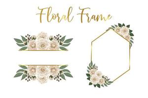 Floral Frame Camellia flower Design Template, Digital watercolor hand drawn vector