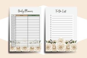 Planner To Do List Camellia Flower Design Template vector