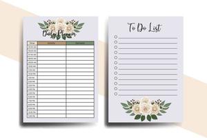 Planner To Do List Camellia Flower Design Template vector