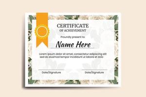 Certificate Template Camellia flower watercolor Digital hand drawn vector