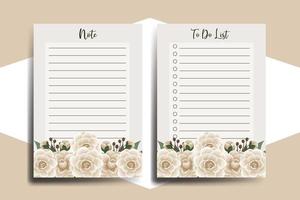 To do list Planner template Camellia flower Design vector