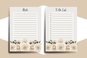 To do list Planner template Camellia flower Design vector