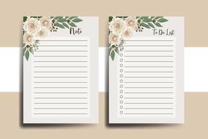 To do list Planner template Camellia flower Design vector