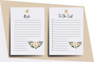 To do list Planner template Camellia flower Design vector