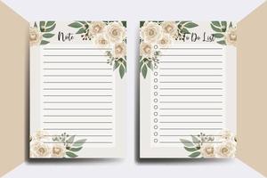 To do list Planner template Camellia flower Design vector