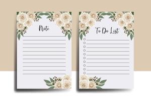 To do list Planner template Camellia flower Design vector