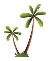 Tropical palm trees illustration in cartoon style vector