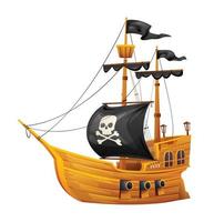 Wooden pirate ship vector illustration isolated on white background