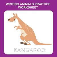 Illustration of writing animals practice worksheet. Educational printable worksheet. Exercises lettering game for kids. Vector illustration