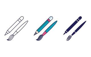 pencil and brush icon vector