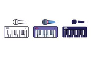 eléctrico piano y mic icono vector