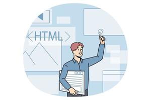 computadora programación y html concepto vector