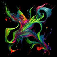 Abstract colorful splash background ,Watercolor swirling splash painting texture, Paint splashes on black background, photo