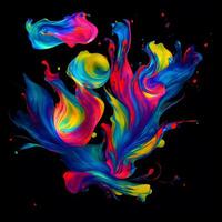 Abstract colorful splash background ,Watercolor swirling splash painting texture, Paint splashes on black background, photo