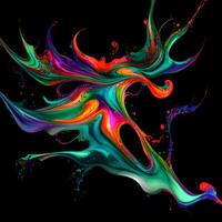 Abstract colorful splash background ,Watercolor swirling splash painting texture, Paint splashes on black background, photo