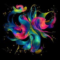 Abstract multicolor paint splash explosion on black background, Abstract swirling background, photo