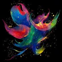 Abstract multicolor paint splash explosion on black background, Abstract swirling background, photo