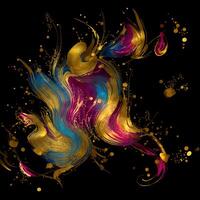 Abstract multicolor paint splash explosion on black background, Abstract swirling background, photo