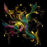 Abstract multicolor paint splash explosion on black background, Abstract swirling background, photo