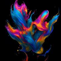 Abstract colorful splash background ,Watercolor swirling splash painting texture, Paint splashes on black background, photo