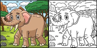 Elephant Coloring Page Colored Illustration vector