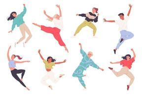 Dancers. Group of young happy dancing people vector