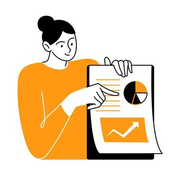 analítica Progreso indicador mujer de negocios analista presentación vector