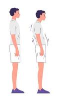 Boy with proper posture and with a posture problem vector