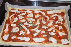 Pizza with Mozzarella, ready to bake photo